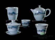 Набор посуды для чайной церемонии # 23259 фарфор 11 предметов: чайник 230 мл чайный пруд гайвань 150 мл 6 пиал по 58 мл сито гундаобэй 206 мл